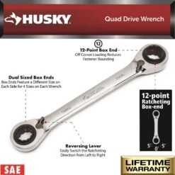 Husky SAE Quad Drive Ratcheting Wrench Set (2-Piece) -Husky Shop husky box wrenches hqrrw2pcsae 40 1000