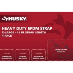 Husky 41 In Heavy Duty EPDM Tarp Strap, 4 Pack
