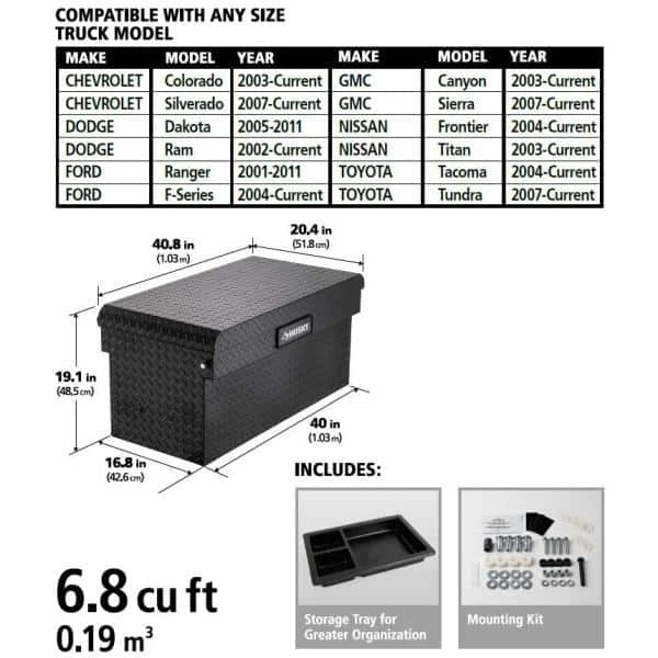 Husky 40.8 In. Matte Black Aluminum Full Size Chest Truck Tool Box 2 Husky 40.8 In. Matte Black Aluminum Full Size Chest Truck Tool Box - Image 2