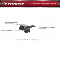 Husky 4.5 In. Micro Trigger Clamp Set (4-Piece) 11 Husky 4.5 In. Micro Trigger Clamp Set (4-Piece) -Husky Shop husky clamp sets 99679 c3 1000