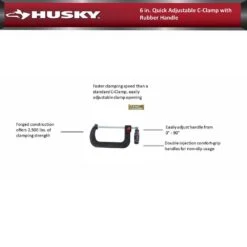 Husky 6 In. Quick Adjustable C-Clamp With Rubber Handle -Husky Shop husky clamps 99683 1f 1000