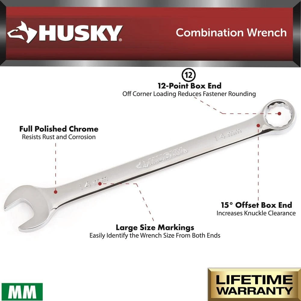 Husky 21 Mm 12-Point Metric Full Polish Combination Wrench 2 Husky 21 Mm 12-Point Metric Full Polish Combination Wrench - Image 2
