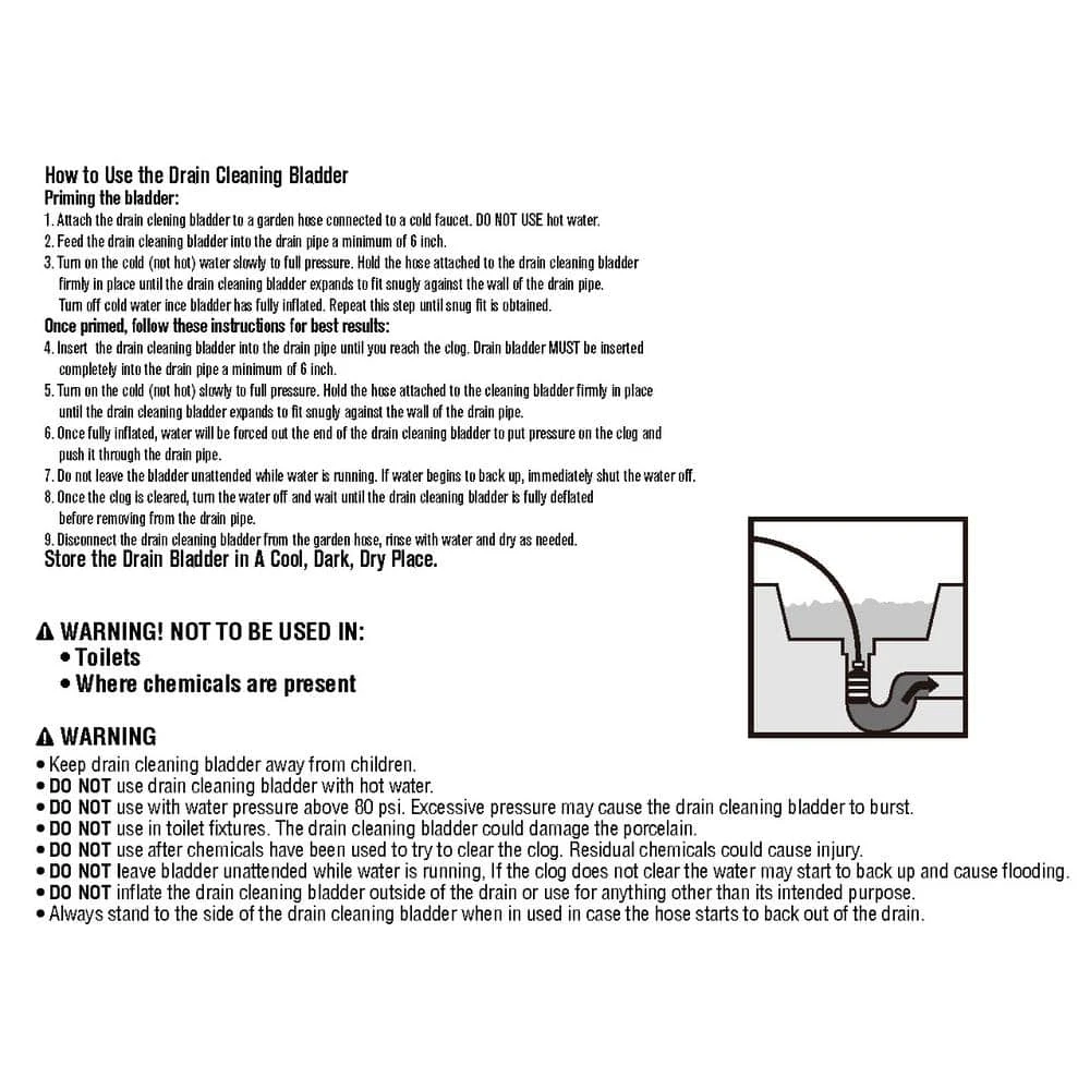 Husky Large Drain Cleaning Bladder – Clears 4 In. To 6 In. Pipes With Garden Hose Water Pressure 8 Husky Large Drain Cleaning Bladder – Clears 4 In. To 6 In. Pipes With Garden Hose Water Pressure - Image 8