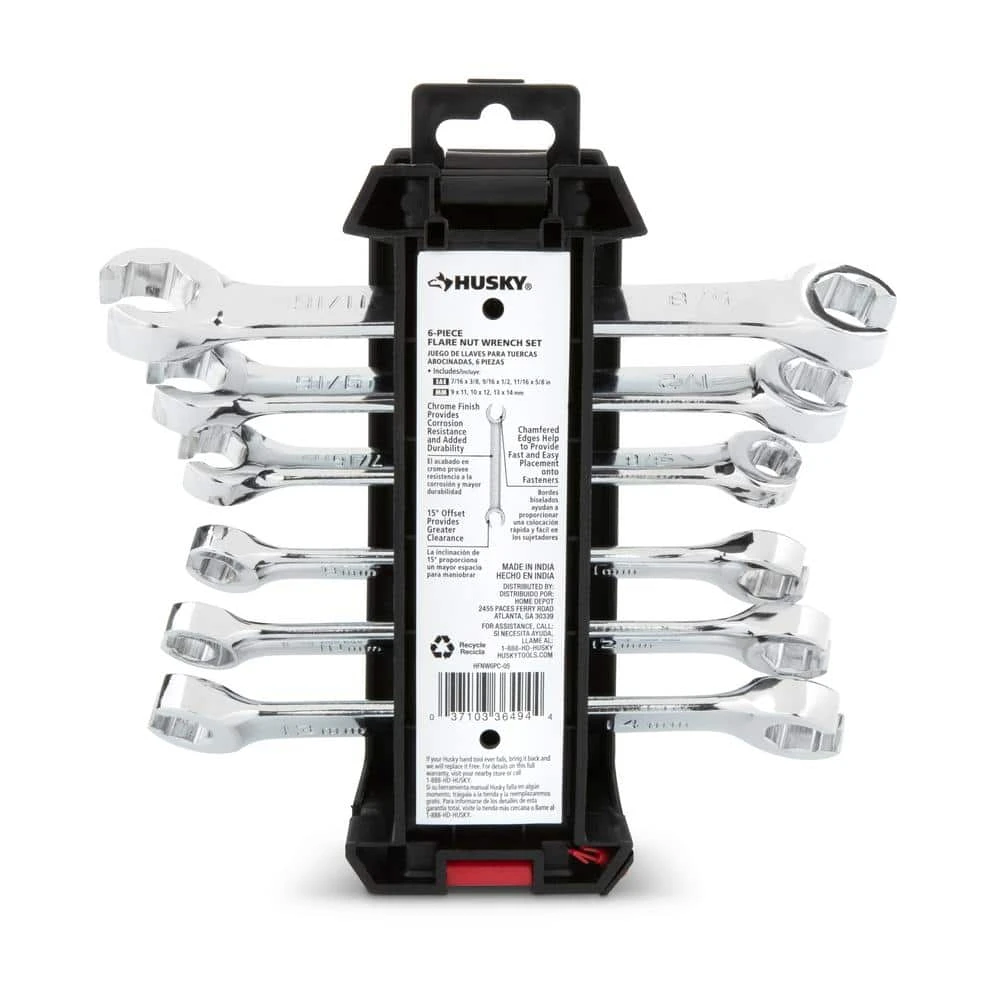 Husky SAE & MM Flare Nut Wrench Set (6-Piece) 5 Husky SAE & MM Flare Nut Wrench Set (6-Piece) - Image 5