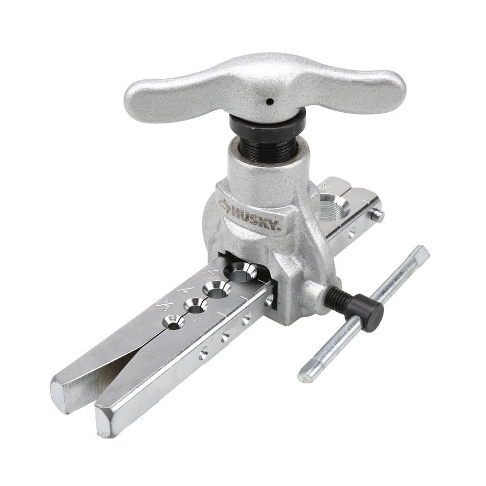 Husky Heavy‑Duty Pro Tubing Flaring Tool – 3/16 In. To 3/4 In. Capacity, 45° Single Flare For Copper, Brass And Aluminum 1 Husky Heavy‑Duty Pro Tubing Flaring Tool – 3/16 In. To 3/4 In. Capacity, 45° Single Flare For Copper, Brass And Aluminum