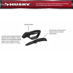 Husky 3 In. Sharpener And Nylon Handle Sporting 3 In. Steel Clip Point Straight Edge Folding Knife Tactical Knife -Husky Shop husky folding knives 90650 44 1000