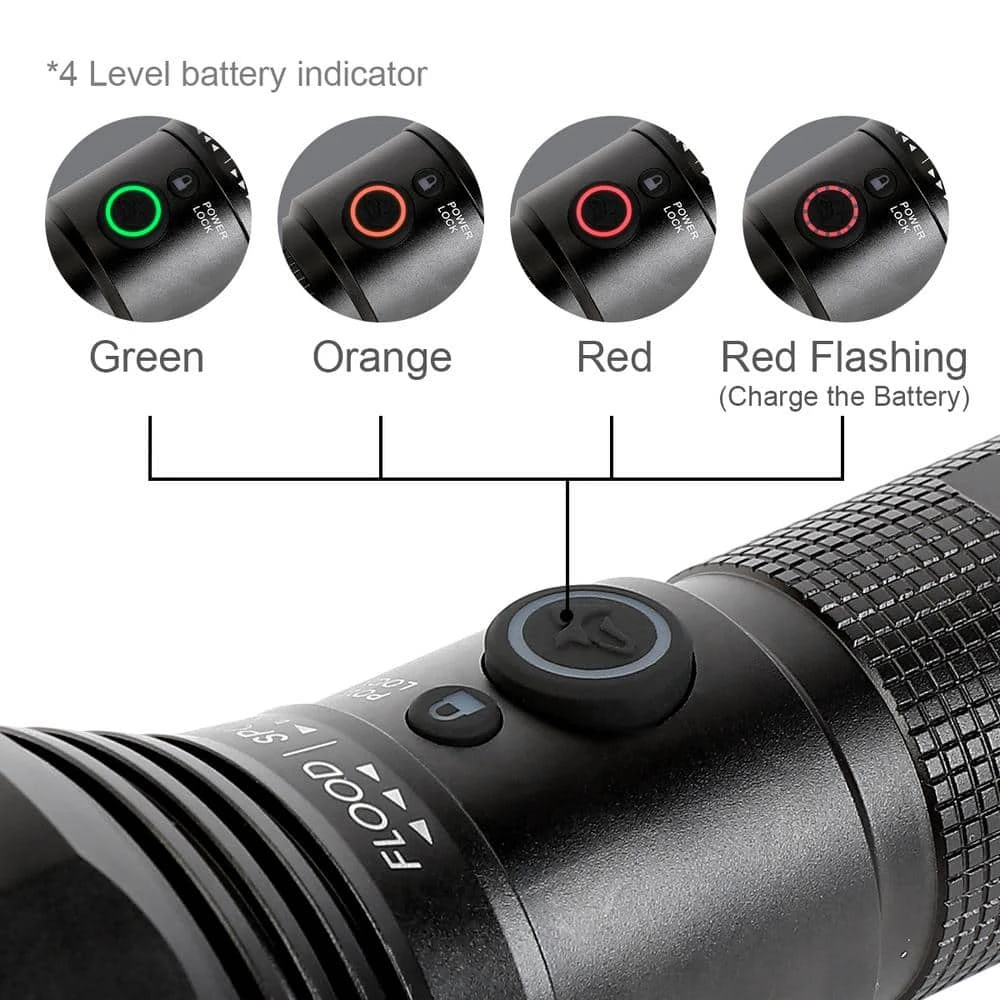 Husky 10000 Lumens Dual Power Focusing Aluminum Rechargeable Flashlight 3 Husky 10000 Lumens Dual Power Focusing Aluminum Rechargeable Flashlight - Image 3