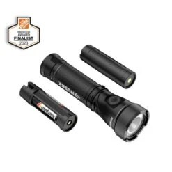 Husky 750 Lumens Dual Power LED Swivel-Head Rechargeable Flashlight With Pocket Clip And Rechargeable Battery