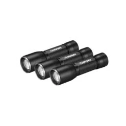 Husky 750 Lumens Focusing Aluminum LED Flashlights 3 Modes Impact And Water Resistant With Batteries (3-Pack)