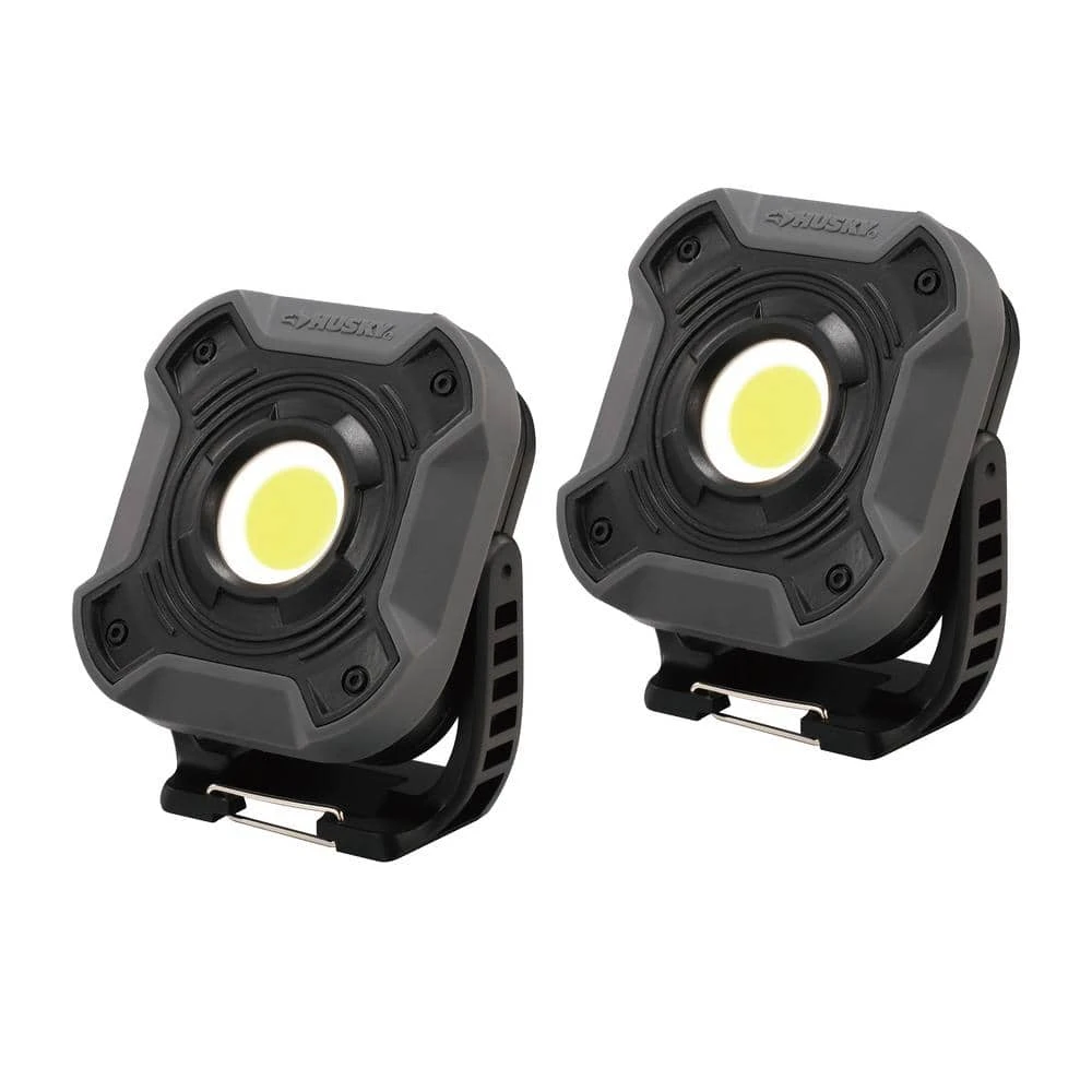 Husky 800-Lumen LED Utility Lights 2-Modes With Magnetic Handle And Batteries (2-Pack) 1 Husky 800-Lumen LED Utility Lights 2-Modes With Magnetic Handle And Batteries (2-Pack)