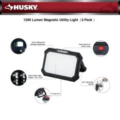 Husky 1200 Lumens Rechargeable Magnetic Utility Light (2-Pack ) -Husky Shop husky handheld spotlights 90836 4f 1000