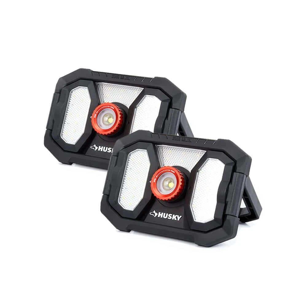 Husky 2000-Lumens LED Dual Panel Focusing Rechargeable Utility Light (2-Pack) 1 Husky 2000-Lumens LED Dual Panel Focusing Rechargeable Utility Light (2-Pack)