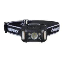 Husky 350-Lumens Dual-Power Broad Range LED Water/Impact Resistant Headlamp With 9 Modes And Batteries