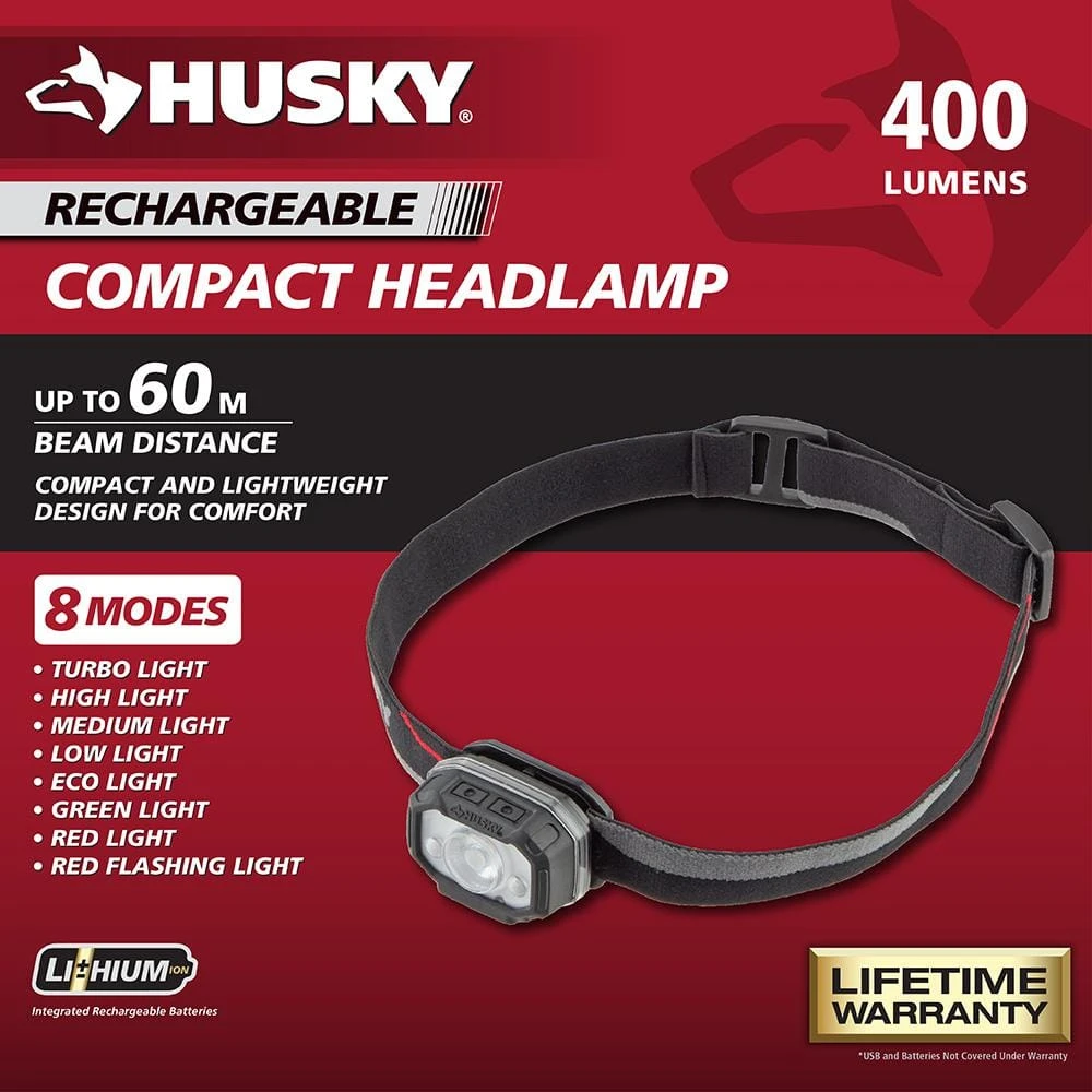 Husky 400 Lumens LED Micro Rechargeable Headlamp 2 Husky 400 Lumens LED Micro Rechargeable Headlamp - Image 2