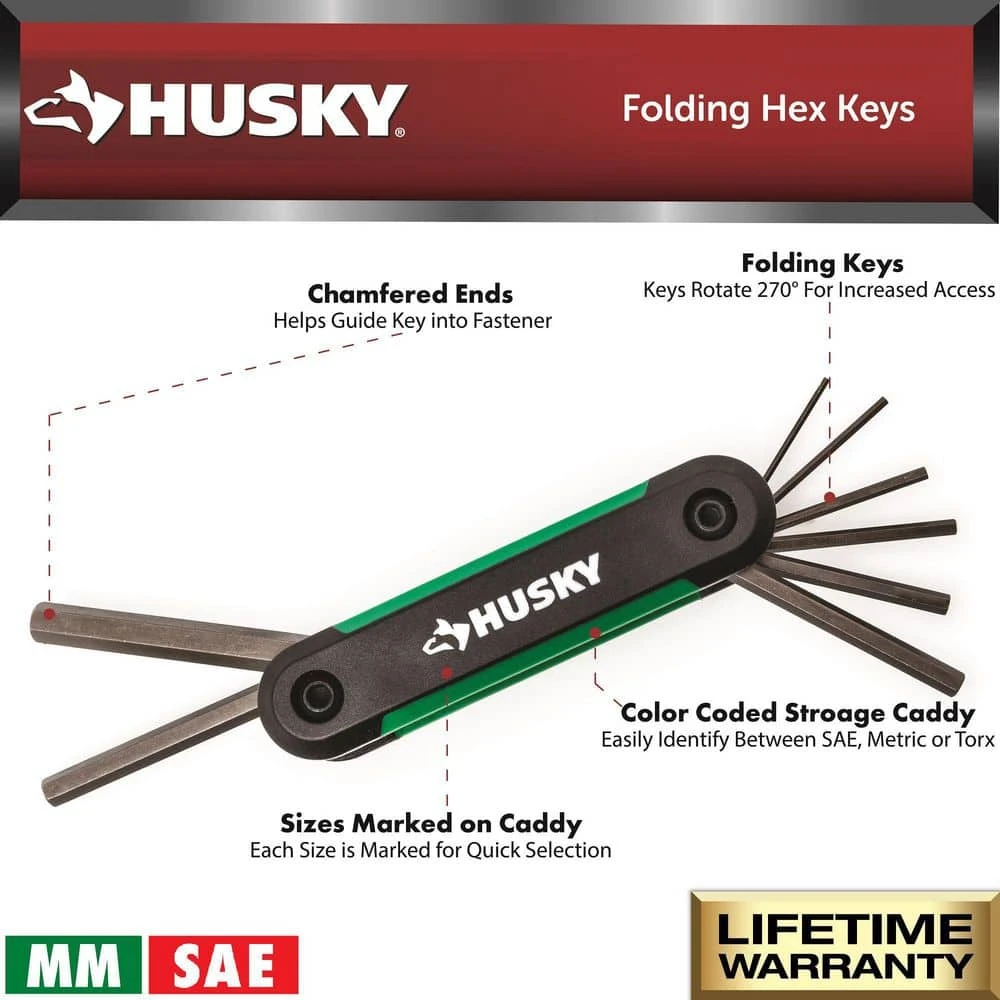 Husky Master Folding And L-Key Hex Key Set (113-Pieces) 2 Husky Master Folding And L-Key Hex Key Set (113-Pieces) - Image 2