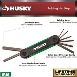 Husky Mini Folding Hex Key Set (9-Piece SAE, 8-Piece MM) -Husky Shop husky hex key sets hmfhksm17pcn 06 a0 1000