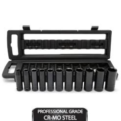 Husky 1/2 In. Drive SAE 6-Point Impact Socket Set With Storage Case (11-Piece)