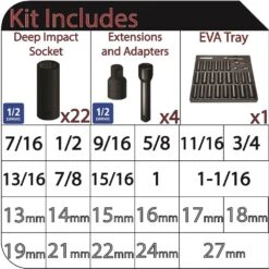 Husky 1/2 In. Drive SAE/Metric Deep Impact Socket Set In EVA Foam (26-Piece) -Husky Shop husky impact socket sets h2dimpss26pceva e1 1000