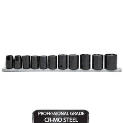 Husky 1/2 In. Drive Standard Metric 6-Point Impact Socket Set (11-Piece)