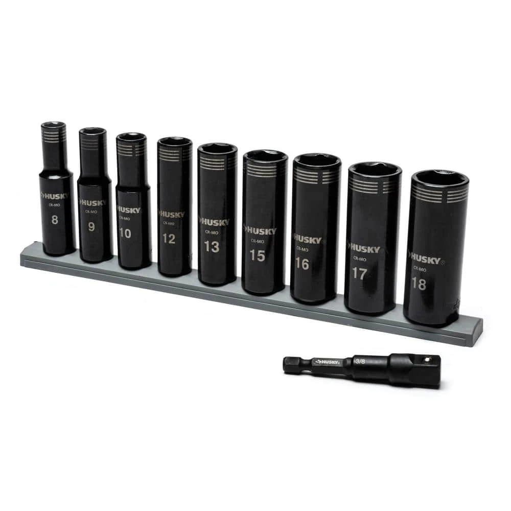 Husky 3/8 In. Drive Thin Wall Metric Deep Metric 6-Point Impact Socket Set (10-Piece) 6 Husky 3/8 In. Drive Thin Wall Metric Deep Metric 6-Point Impact Socket Set (10-Piece) - Image 6