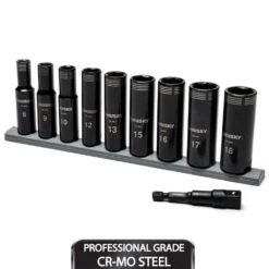 Husky 3/8 In. Drive Thin Wall Metric Deep Metric 6-Point Impact Socket Set (10-Piece)