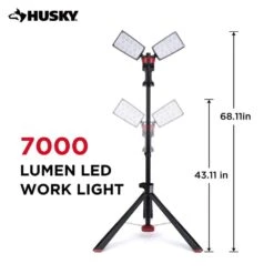 Husky 7000 Lumens Portable Corded LED Work Light With Tripod -Husky Shop husky jobsite lighting 7901304012 c3 1000
