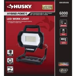 Husky 6,000 Lumen Hybrid LED Work Light With Rechargeable Battery -Husky Shop husky jobsite lighting 7903802012 d4 1000