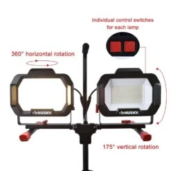 Husky 20,000 Lumen Two-Head Corded LED Work Light With Tripod -Husky Shop husky jobsite lighting 7903805012 44 1000