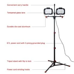 Husky 20,000 Lumen Two-Head Corded LED Work Light With Tripod -Husky Shop husky jobsite lighting 7903805012 c3 1000
