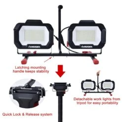 Husky 20,000 Lumen Two-Head Corded LED Work Light With Tripod -Husky Shop husky jobsite lighting 7903805012 fa 1000