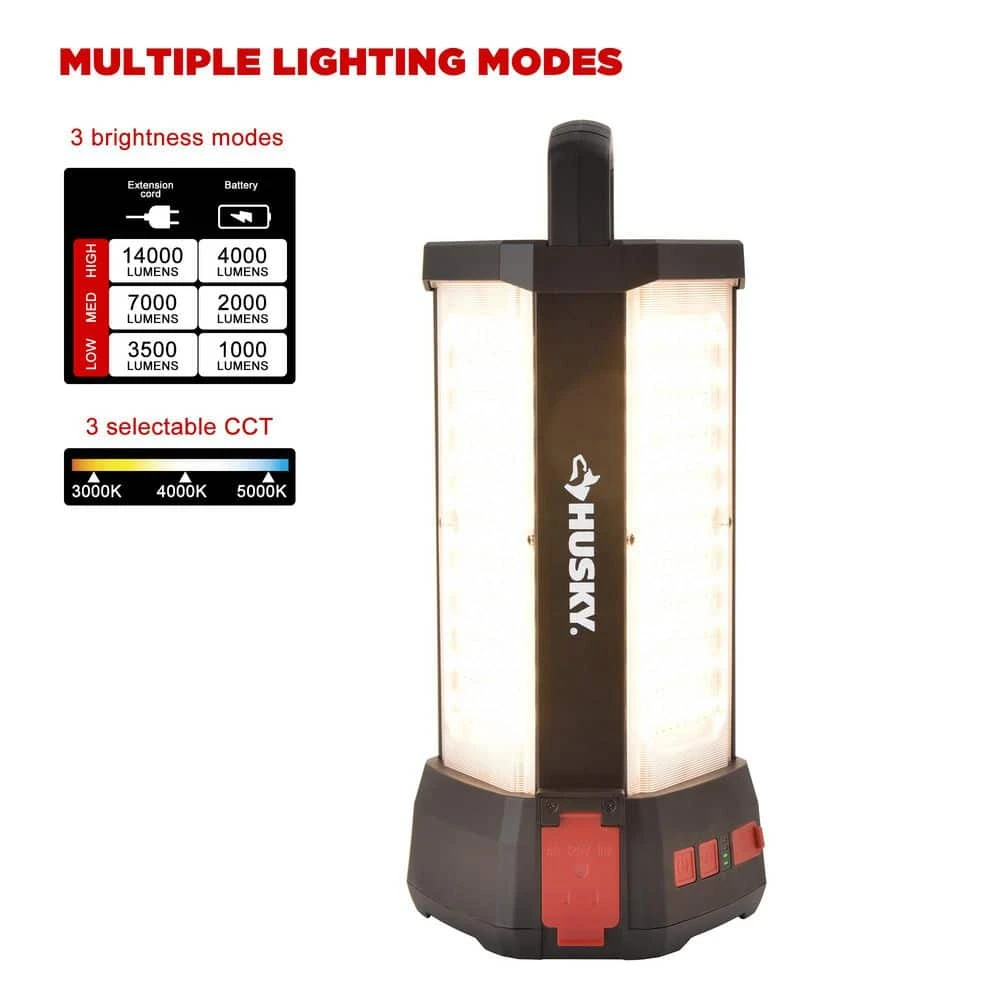 Husky 14,000 Lumen Area Utility Hybrid LED Work Light With Rechargeable Battery 3 Husky 14,000 Lumen Area Utility Hybrid LED Work Light With Rechargeable Battery - Image 3