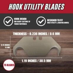 Husky Hook Blades (75-Pieces) 7 Husky Hook Blades (75-Pieces) -Husky Shop husky knife blades hky00066 4f 1000