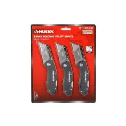 HUSKY 3-PACK FOLDING LOCK-BACK Utility Knife -Husky Shop husky knife sets 00073 fa 1000