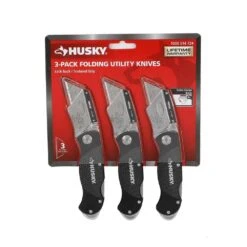 Husky Folding Lock-Back Utility Knife (3-Pack) -Husky Shop husky knife sets 99732 44 1000
