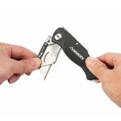 Husky Folding Lock-Back Utility Knife With 50 Blades In Dispenser (2-Piece) -Husky Shop husky knife sets 99808 1f 1000