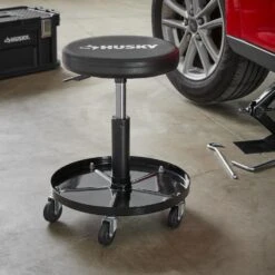 Husky Pneumatic Adjustable Creeper Seat With 15 In. Tool Storage Tray -Husky Shop husky mechanics creepers hpl4803 dip 31 1000