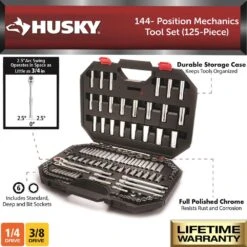 Husky 144-Position 1/4 In. And 3/8 In. Drive Mechanics Tool Set (125-Piece) -Husky Shop husky mechanics tool sets h144125mts 40 1000