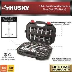 Husky 144-Tooth Mechanics Tool Set (75-Piece) 14 Husky 144-Tooth Mechanics Tool Set (75-Piece) -Husky Shop husky mechanics tool sets h14475mts 40 1000