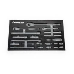 Husky 1/4 In., 3/8 In. And 1/2 In. 144-Position Ratchet And Accessory Set In EVA (22-Piece) -Husky Shop husky mechanics tool sets h144rat22pceva a0 1000