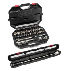Husky 1/2 In. Drive Mechanics Tool Set With 1/2 In. Drive 50-250 Ft./lbs. Torque Wrench (53-Piece)