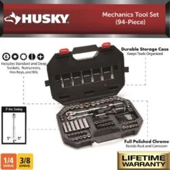 Husky Mechanics Tool Set (94-Piece) -Husky Shop husky mechanics tool sets h94mts 40 1000