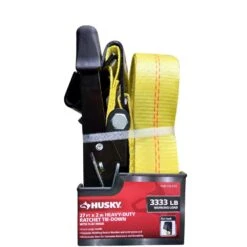 Husky 2 In. X 27 Ft. Heavy-Duty Ratchet Tie-Down Strap With Flat Hooks