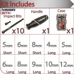 Husky BITE Metric Impact Ready Interchangeable Nut Driver Set With Cushion-Grip Handle (10-Piece) -Husky Shop husky nut driver sets hbnd10pcm a0 1000