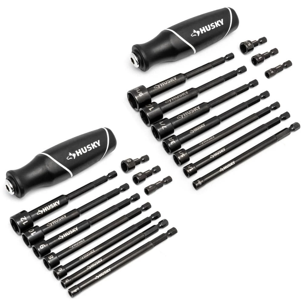 Husky BITE SAE And Metric Impact Ready Interchangeable Nut Driver Set With Cushion-Grip Handles (20-Piece) 4 Husky BITE SAE And Metric Impact Ready Interchangeable Nut Driver Set With Cushion-Grip Handles (20-Piece) - Image 4