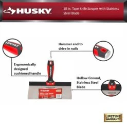 Husky 10 In. Tape Knife Scraper With Stainless Steel Blade -Husky Shop husky paint scrapers 90987 77 1000