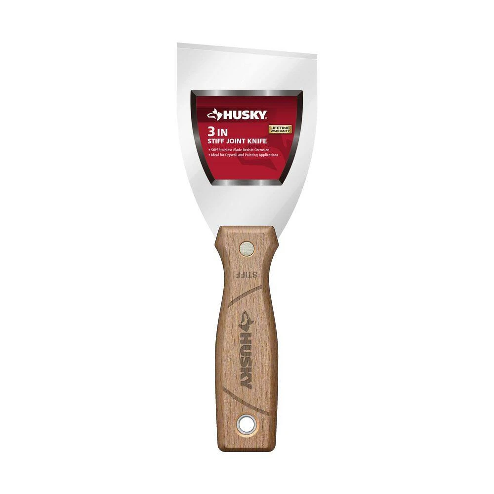 Husky 3-Pack Wooden Handle Putty Knife And Scraper Set With Stainless Steel Blade 4 Husky 3-Pack Wooden Handle Putty Knife And Scraper Set With Stainless Steel Blade - Image 4