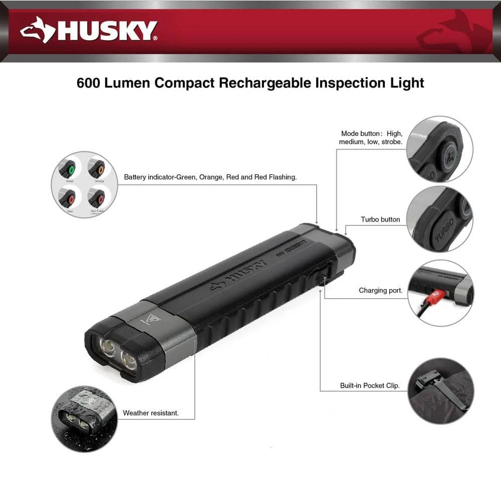 Husky 600-Lumen Compact Rechargeable Inspection Light 12 Husky 600-Lumen Compact Rechargeable Inspection Light - Image 12