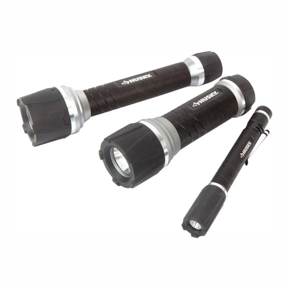Husky 3AAA 165-Lumen And 2AA 90-Lumen With 2AAA 60-Lumen Pen Light Combo 1 Husky 3AAA 165-Lumen And 2AA 90-Lumen With 2AAA 60-Lumen Pen Light Combo