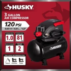 Husky 3 Gal. 120 PSI Portable Electric Oil-Free Light Duty Hotdog Air Compressor With Fold Down Handle And 1-Quick Coupler -Husky Shop husky portable air compressors 0200345 a0 1000