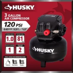 Husky 3 Gal. 120 PSI Portable Electric Oil-Free Light Duty Pancake Air Compressor With Fold Down Handle And 1-Quick Coupler -Husky Shop husky portable air compressors 0210342a a0 1000